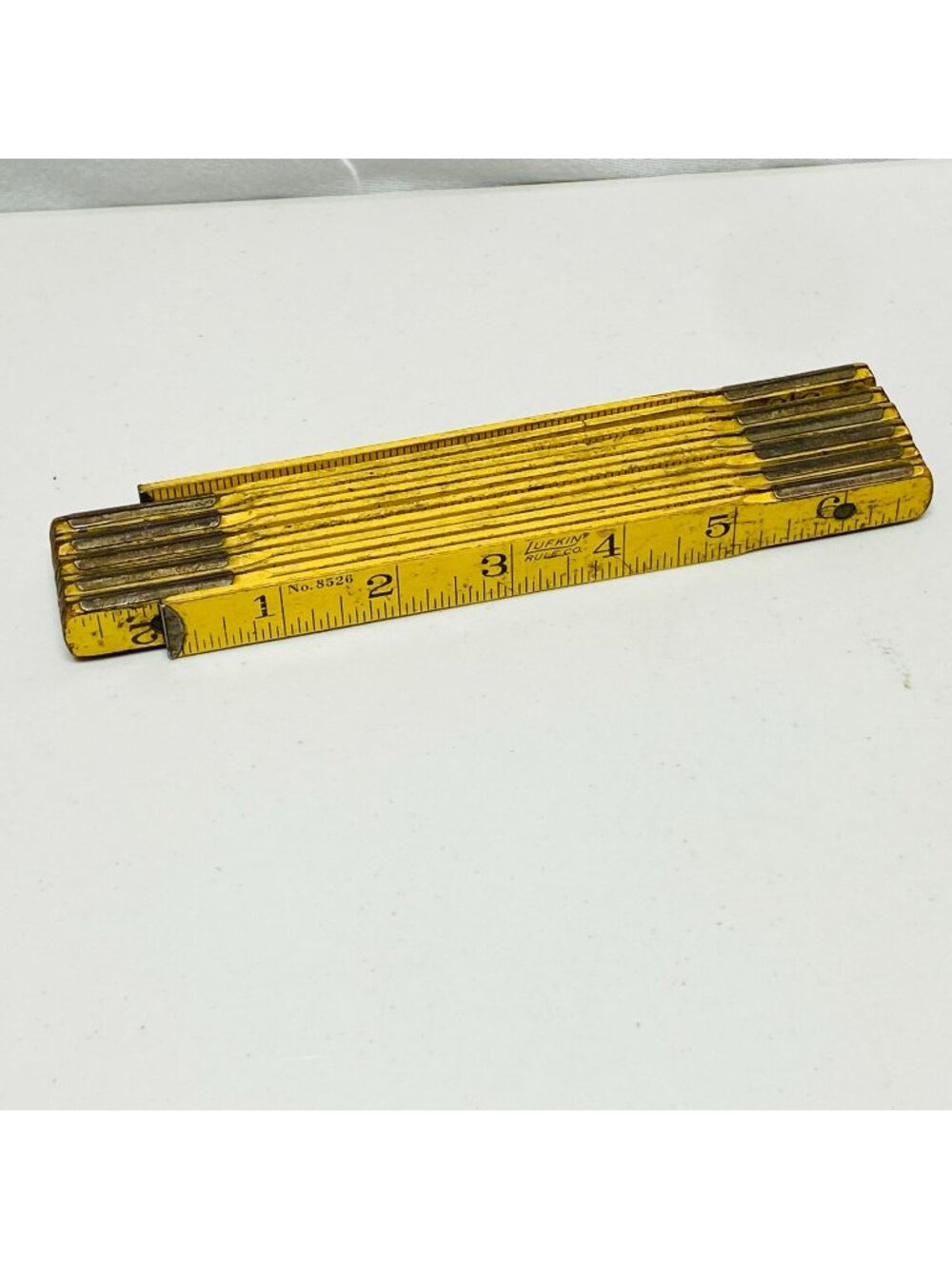 Vintage Lufkin No. 8526 Yellow Folding Wooden Ruler Measuring Tool 6ft Length